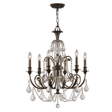 Crystorama Regis 6 Light Hand Cut Crystal English Bronze Chandelier 5116-EB-CL-MWP