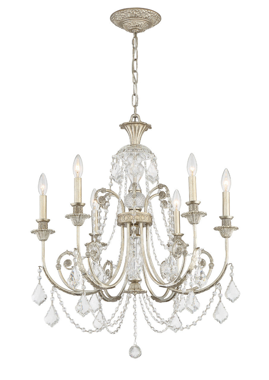 Crystorama Regis 6 Light Clear Italian Crystal Olde Silver Chandelier 5116-OS-CL-I