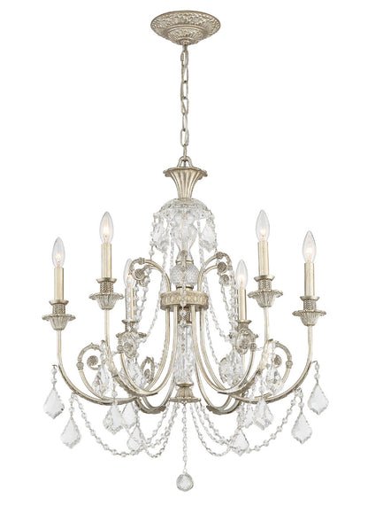 Crystorama Regis 6 Light Clear Italian Crystal Olde Silver Chandelier 5116-OS-CL-I