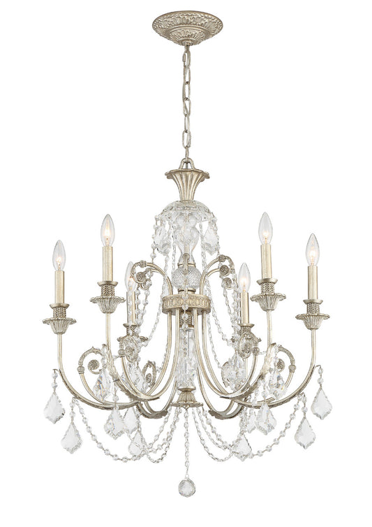 Crystorama Regis 6 Light Clear Italian Crystal Olde Silver Chandelier 5116-OS-CL-I