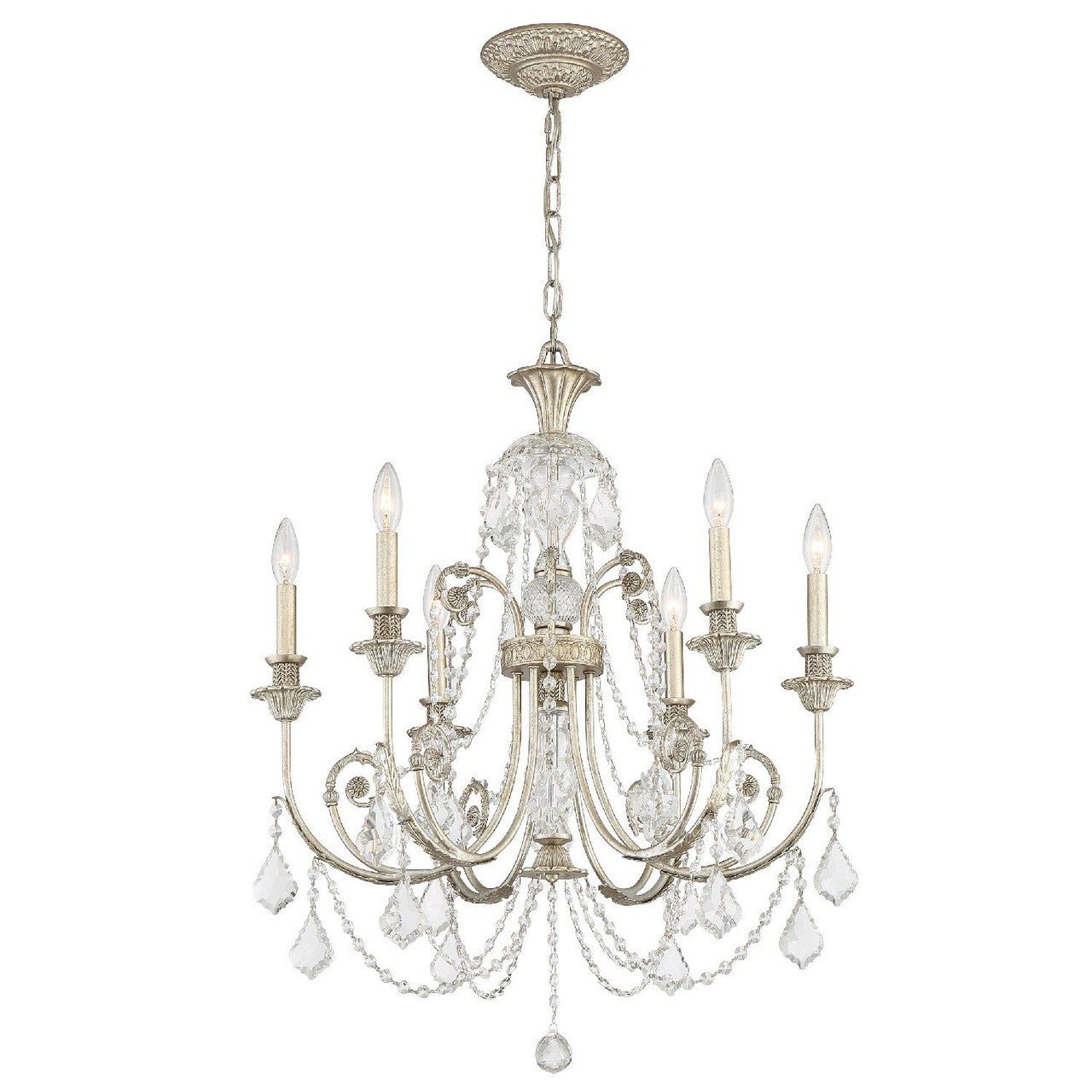 Crystorama Regis 6 Light Hand Cut Crystal Olde Silver Chandelier 5116-OS-CL-MWP