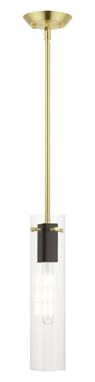 Livex Lighting Beckett Collection  1 Light Satin BrassPendant in Satin Brass & Bronze 51160-12