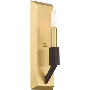 Livex Lighting Beckett Collection 1 Lt Satin Brass & Bronze ADA Wall Sconce in Satin Brass & Bronze 51161-12