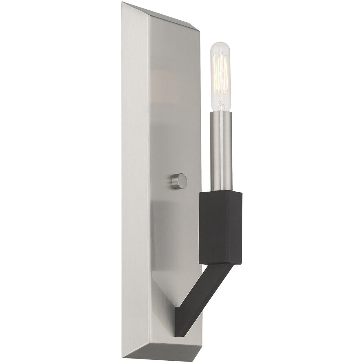 Livex Lighting Beckett Collection 1 Lt Brushed Nickel & Black ADA Wall Sconce in Brushed Nickel & Black 51161-91