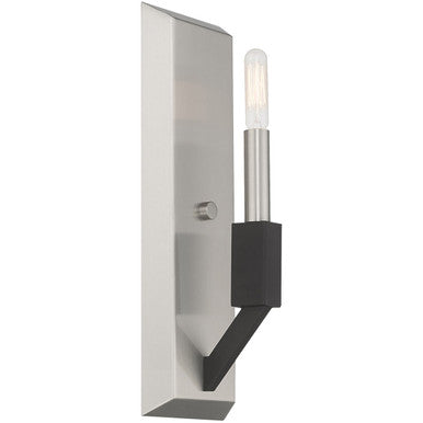 Livex Lighting Beckett Collection 1 Lt Brushed Nickel & Black ADA Wall Sconce in Brushed Nickel & Black 51161-91