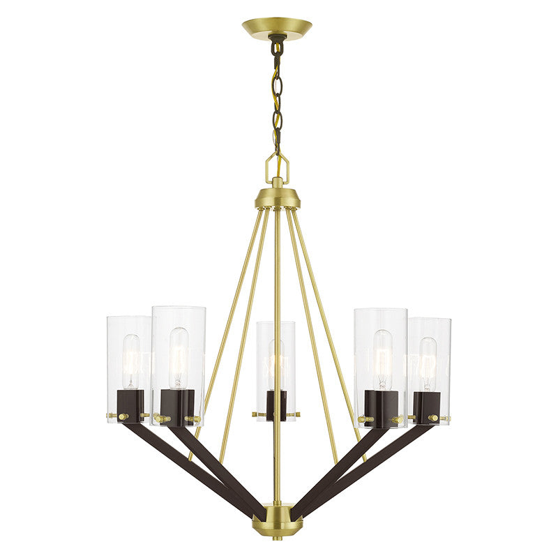 Livex Lighting Beckett Collection  5 Light Satin Brass & Bronze Chandelier in Satin Brass & Bronze 51165-12