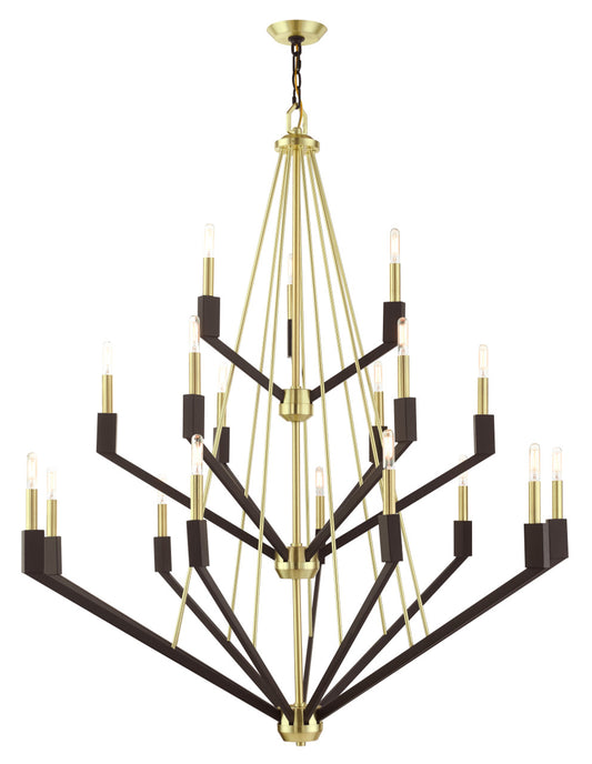 Livex Lighting Beckett Collection  18 Light Satin BrassFoyer Chandelier in Satin Brass & Bronze 51169-12