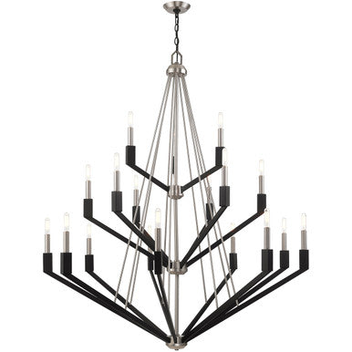 Livex Lighting Beckett Collection 18 Lt Brushed Nickel & Black Foyer Chandelier in Brushed Nickel & Black 51169-91