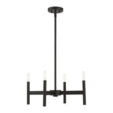 Livex Lighting Copenhagen Collection  Black 4-Light Chandelier in Black 51174-04