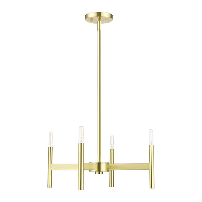 Livex Lighting Copenhagen Collection  4-Light Satin Brass Chandelier in Satin Brass 51174-12