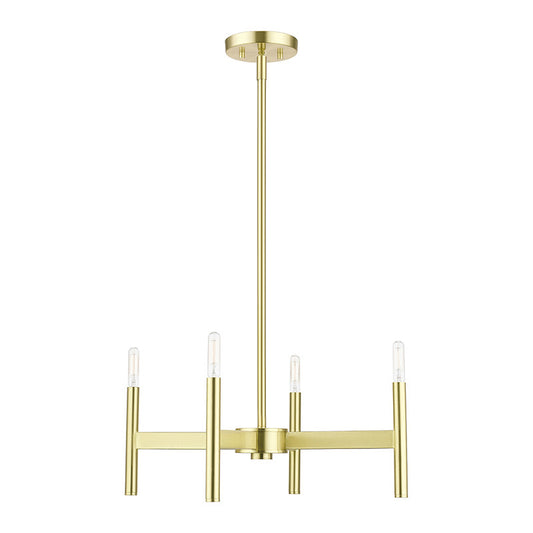 Livex Lighting Copenhagen Collection  4-Light Satin Brass Chandelier in Satin Brass 51174-12