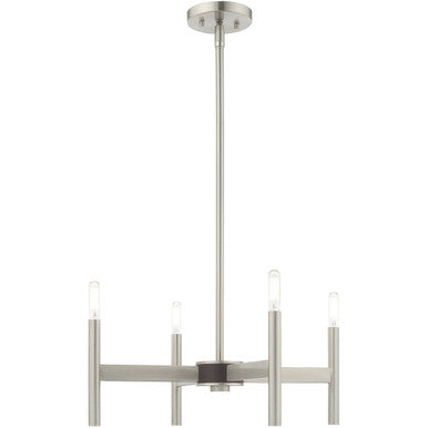 Livex Lighting Copenhagen Collection 4 Lt Brushed Nickel Mini Chandelier in Brushed Nickel 51174-91