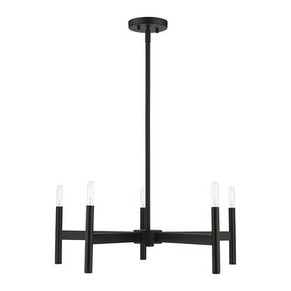 Livex Lighting Copenhagen Collection  5-Light Black Chandelier in Black 51175-04