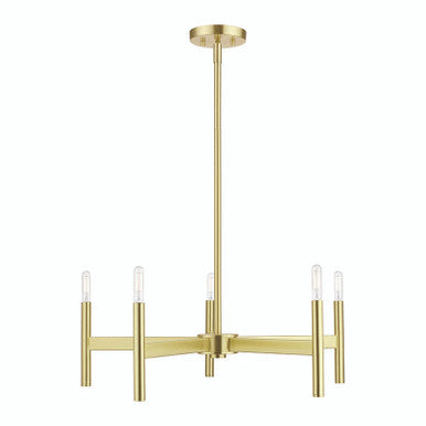 Livex Lighting Copenhagen Collection  5-Light Satin Brass Chandelier in Satin Brass 51175-12