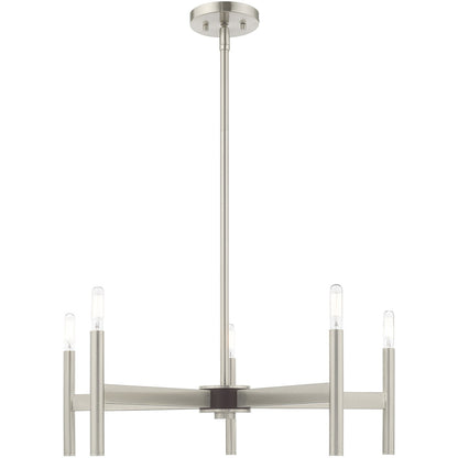 Livex Lighting Copenhagen Collection 5 Lt Brushed Nickel Chandelier in Brushed Nickel 51175-91