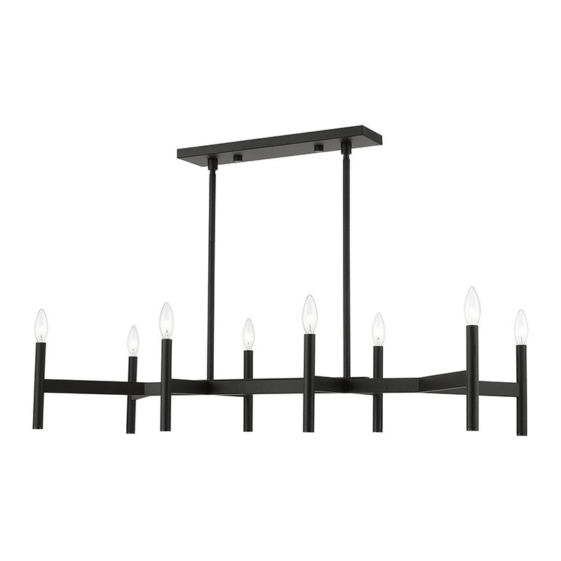 Livex Lighting Copenhagen Collection  8-Light Black Linear Chandelier in Black 51178-04