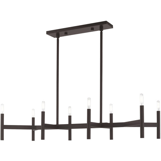 Livex Lighting Copenhagen Collection 8 Lt Bronze Linear Chandelier in Bronze 51178-07