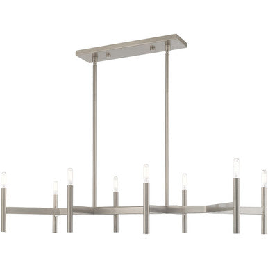 Livex Lighting Copenhagen Collection 8 Lt Brushed Nickel Linear Chandelier in Brushed Nickel 51178-91