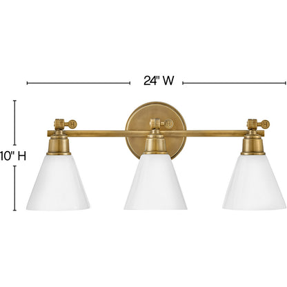 Hinkley Lighting Arti Three Light Vanity Heritage Brass 51183HB