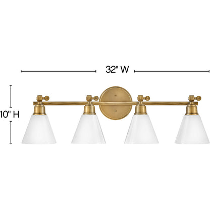 Hinkley Lighting Arti Four Light Vanity Heritage Brass 51184HB