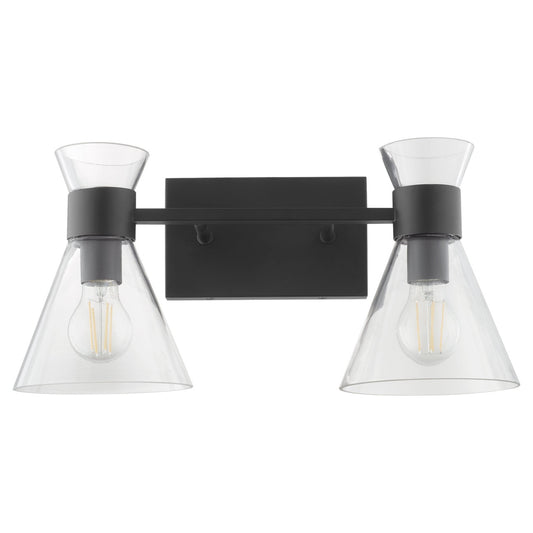 Quorum  Beldar 2 Light Clear Vanity Wall Mount - Matte Black 5119-2-259