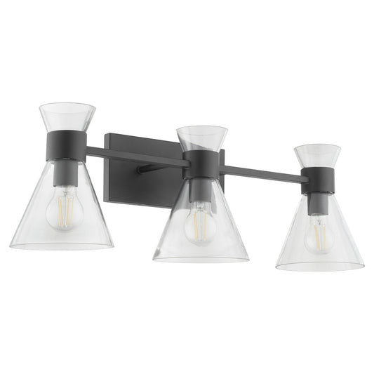 Quorum  Beldar 3 Light Clear Vanity Wall Mount - Matte Black 5119-3-259