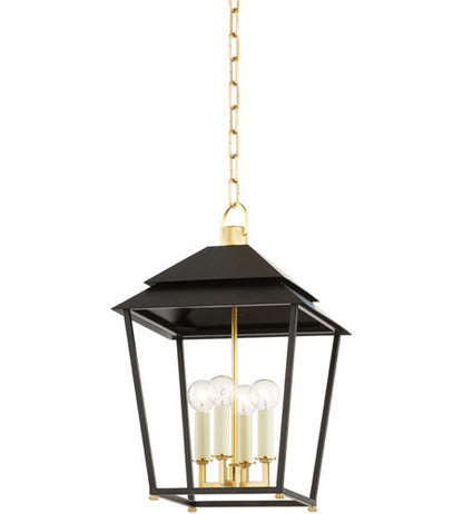 Hudson Valley Lighting Natick 4 Light Lantern in Aged Brass 5119-AGB/SBK