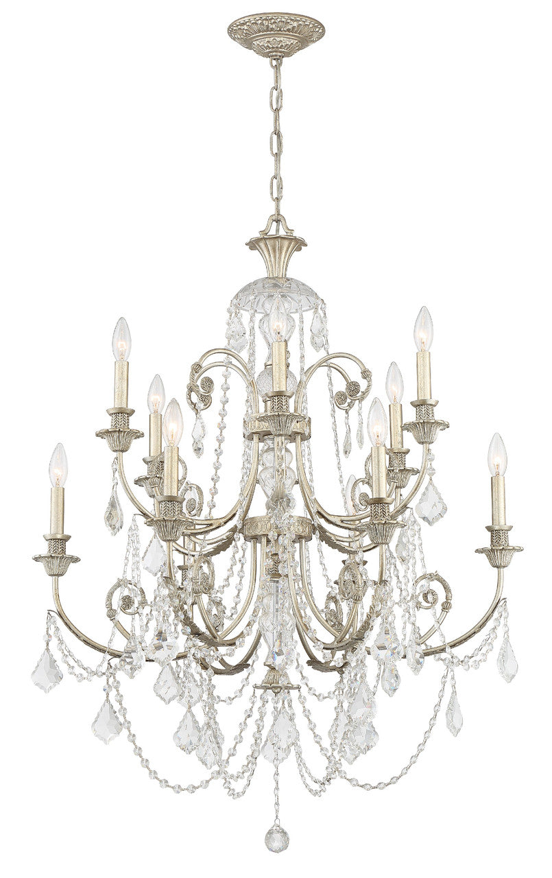 Crystorama Regis 12 Light Hand Cut Crystal Olde Silver Chandelier 5119-OS-CL-MWP