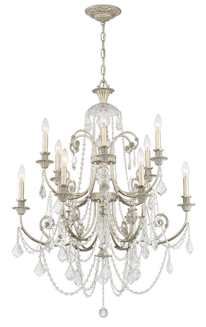 Crystorama Regis 12 Light Swarovski Strass Crystal Olde Silver Chandelier 5119-OS-CL-S