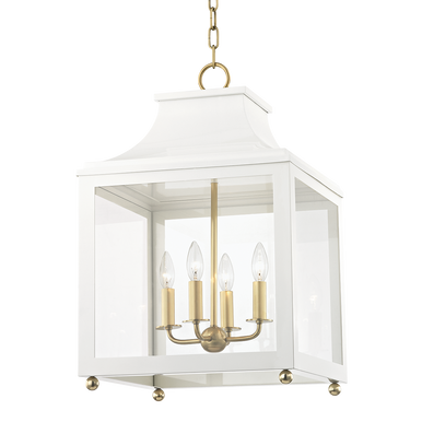 Mitzi 4 Light Lantern in Aged Brass/Soft Off White H259704L-AGB/WH