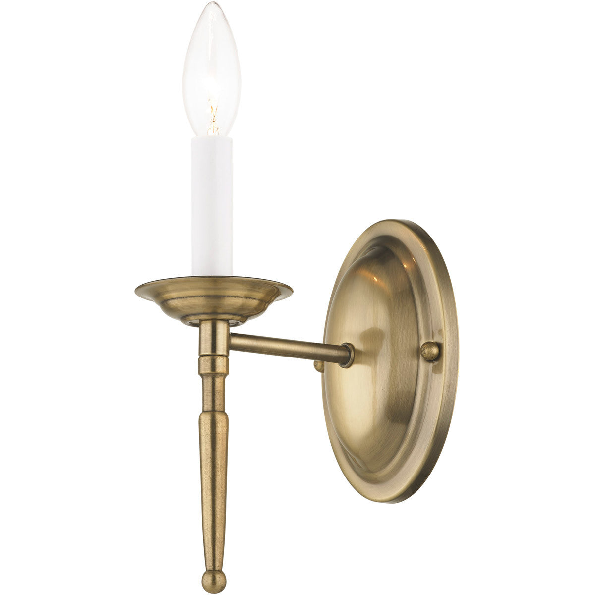 Livex Lighting Williamsburgh Collection 1 Light Antique Brass Wall Sconce in Antique Brass 5121-01