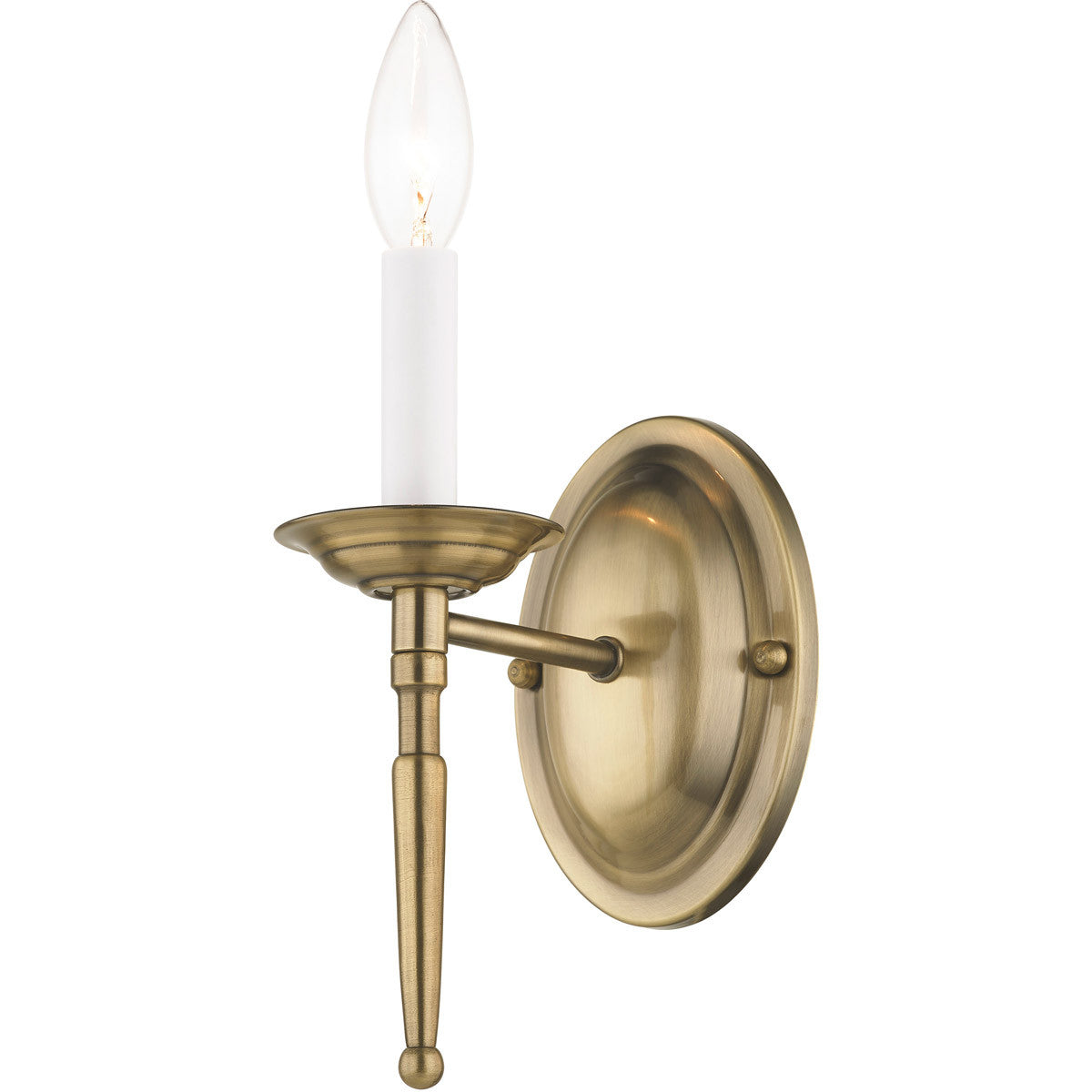 Livex Lighting Williamsburgh Collection 1 Light Antique Brass Wall Sconce in Antique Brass 5121-01