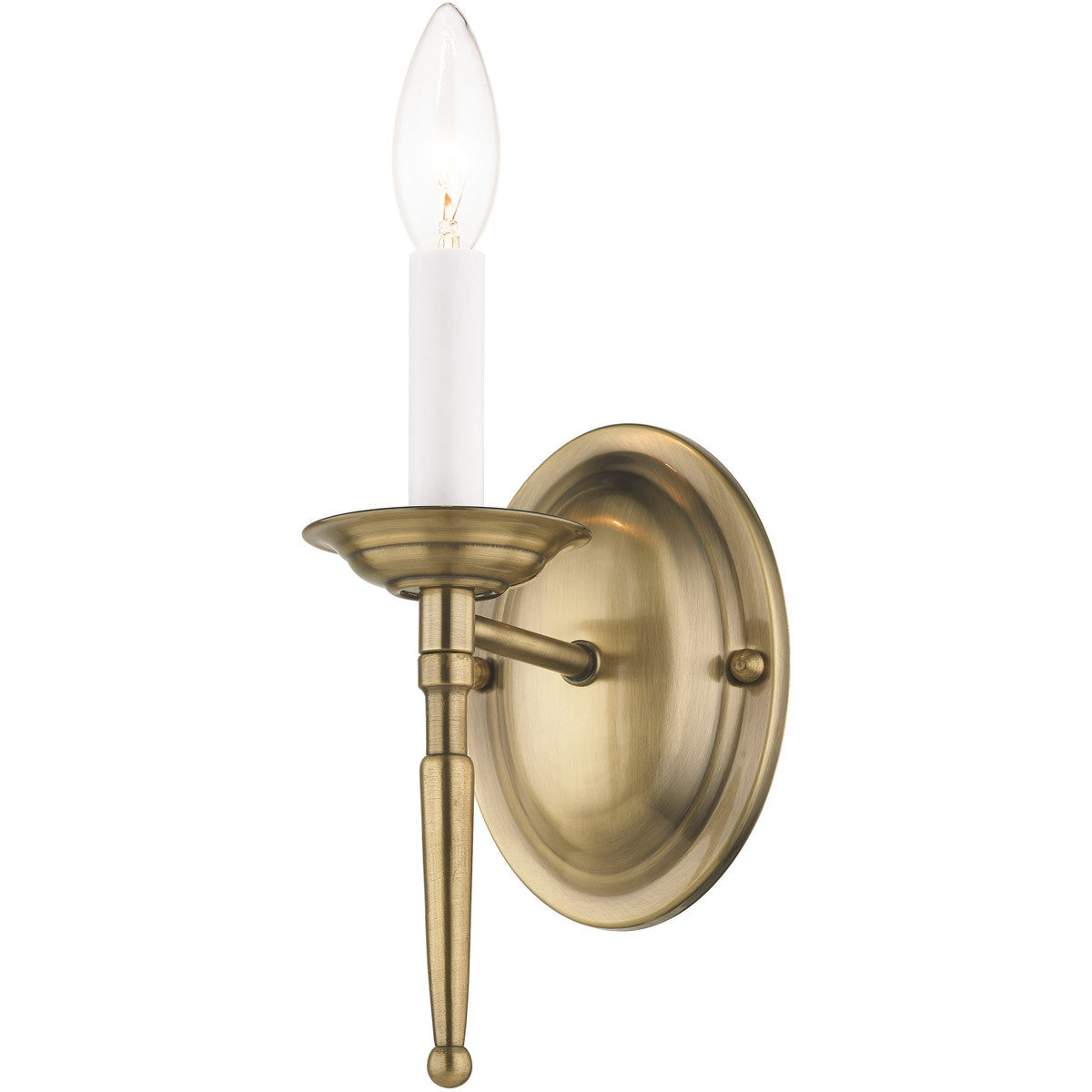 Livex Lighting Williamsburgh Collection 1 Light Antique Brass Wall Sconce in Antique Brass 5121-01