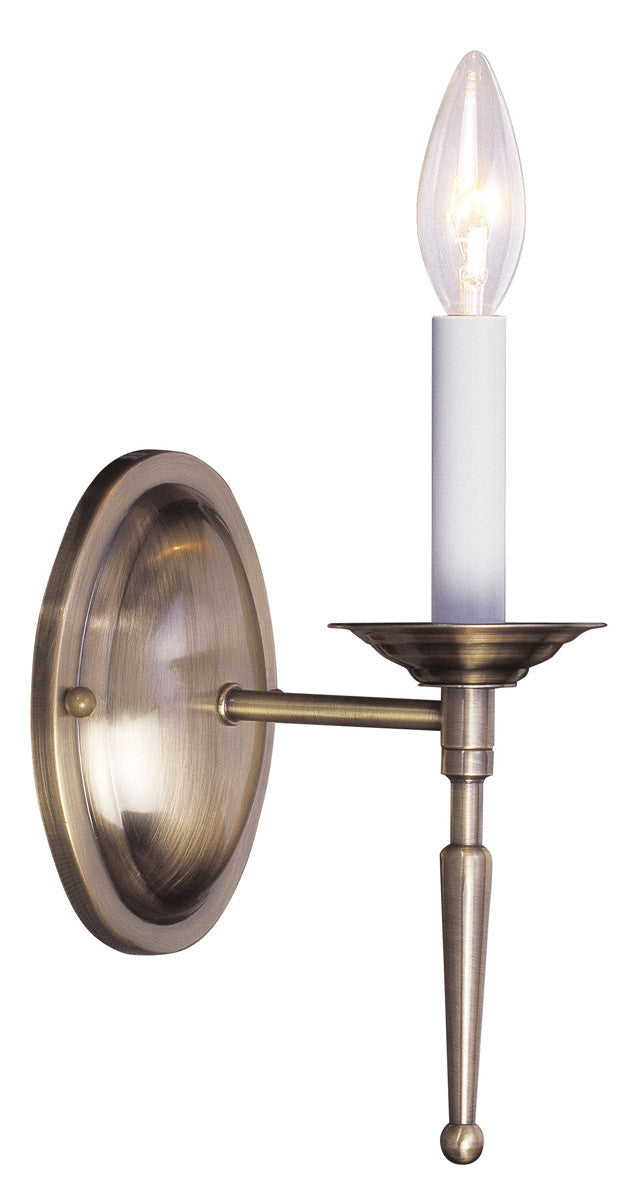 Livex Lighting Williamsburgh Collection 1 Light Antique Brass Wall Sconce in Antique Brass 5121-01