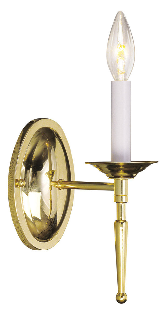 Livex Lighting Williamsburgh Collection 1 Light Polished Brass Wall Sconce in Polished Brass 5121-02