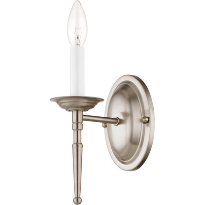 Livex Lighting Williamsburgh Collection 1 Light Brushed Nickel Wall Sconce in Brushed Nickel 5121-91