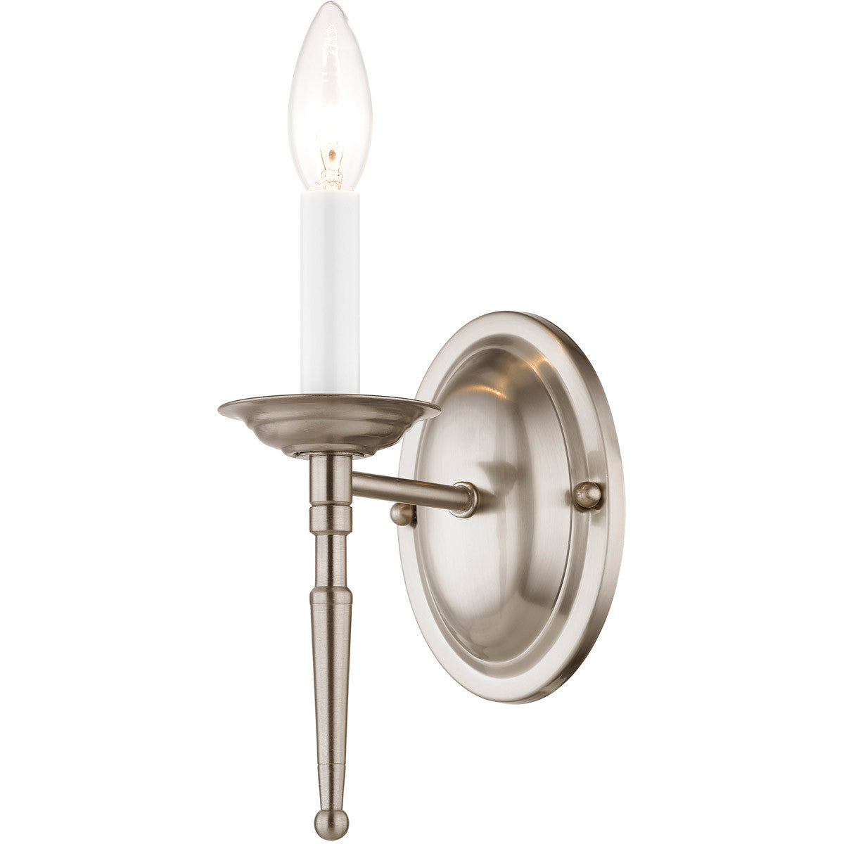 Livex Lighting Williamsburgh Collection 1 Light Brushed Nickel Wall Sconce in Brushed Nickel 5121-91