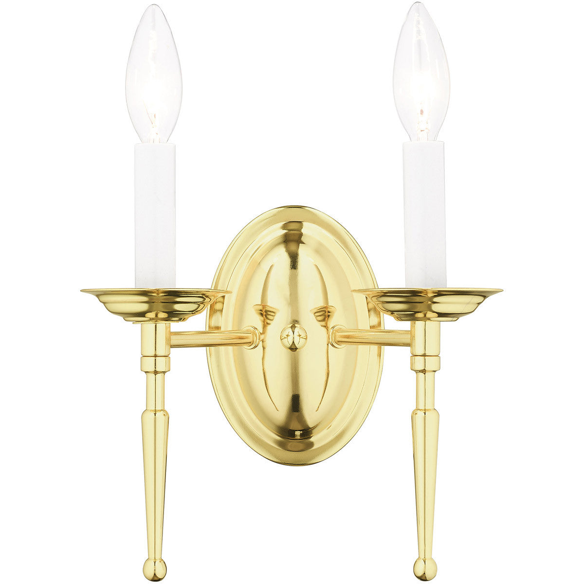 Livex Lighting Williamsburgh Collection 2 Light Polished Brass Wall Sconce in Polished Brass 5122-02