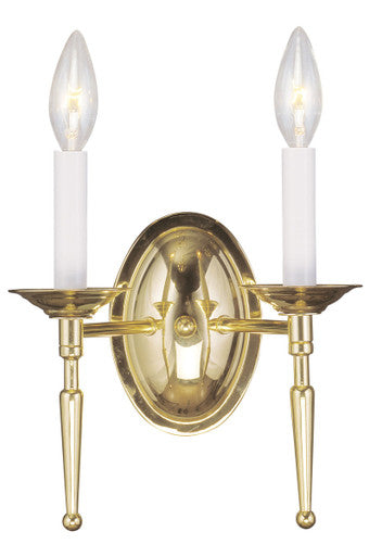 Livex Lighting Williamsburgh Collection 2 Light Polished Brass Wall Sconce in Polished Brass 5122-02