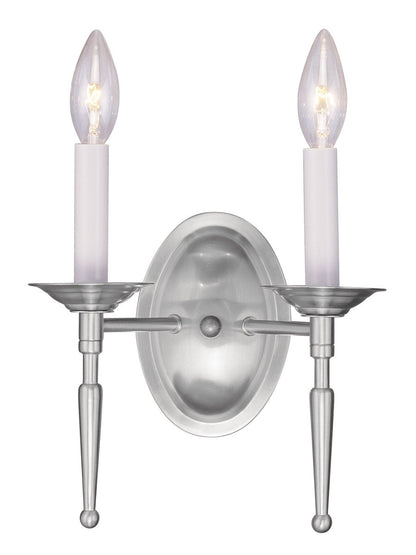 Livex Lighting Williamsburgh Collection 2 Light Brushed Nickel Wall Sconce in Brushed Nickel 5122-91