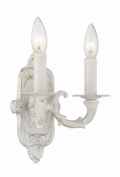 Crystorama Paris Market 2 Light Antique White Wall Mount 5122-AW