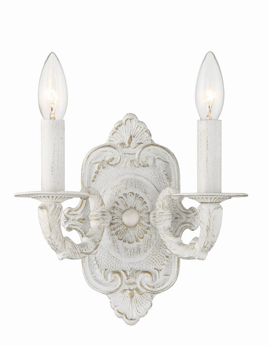 Crystorama Paris Market 2 Light Antique White Wall Mount 5122-AW