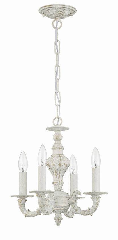 Crystorama Paris Market 4 Light Antique White Mini Chandelier 5124-AW