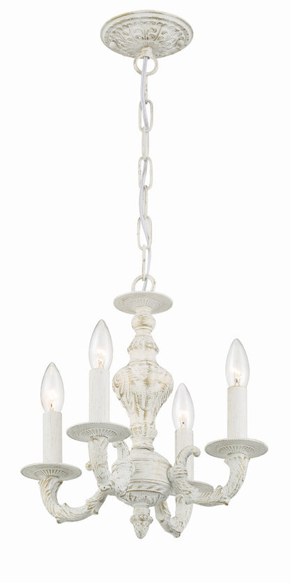 Crystorama Paris Market 4 Light Antique White Mini Chandelier 5124-AW