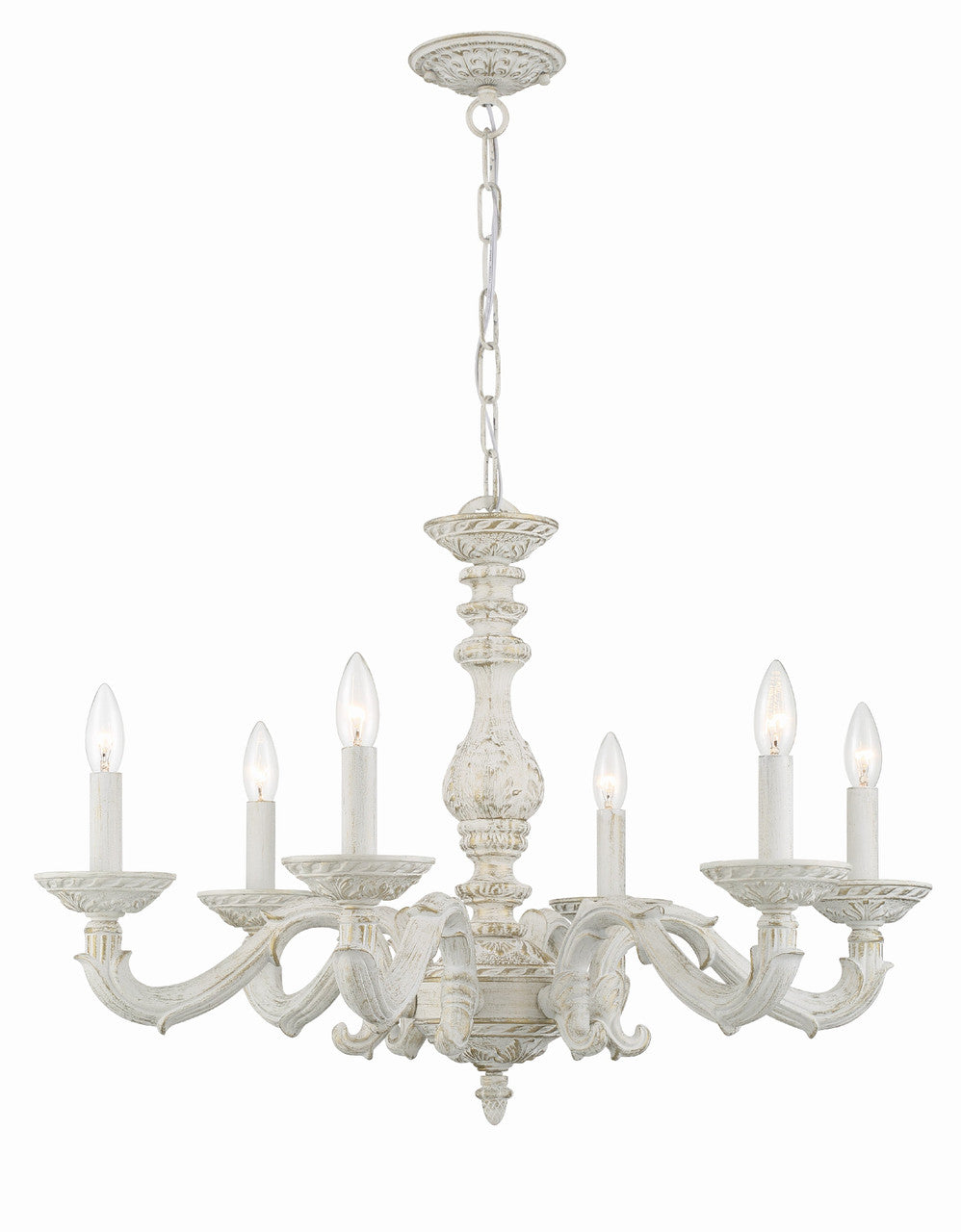 Crystorama Paris Market 6 Light Antique White Chandelier 5126-AW