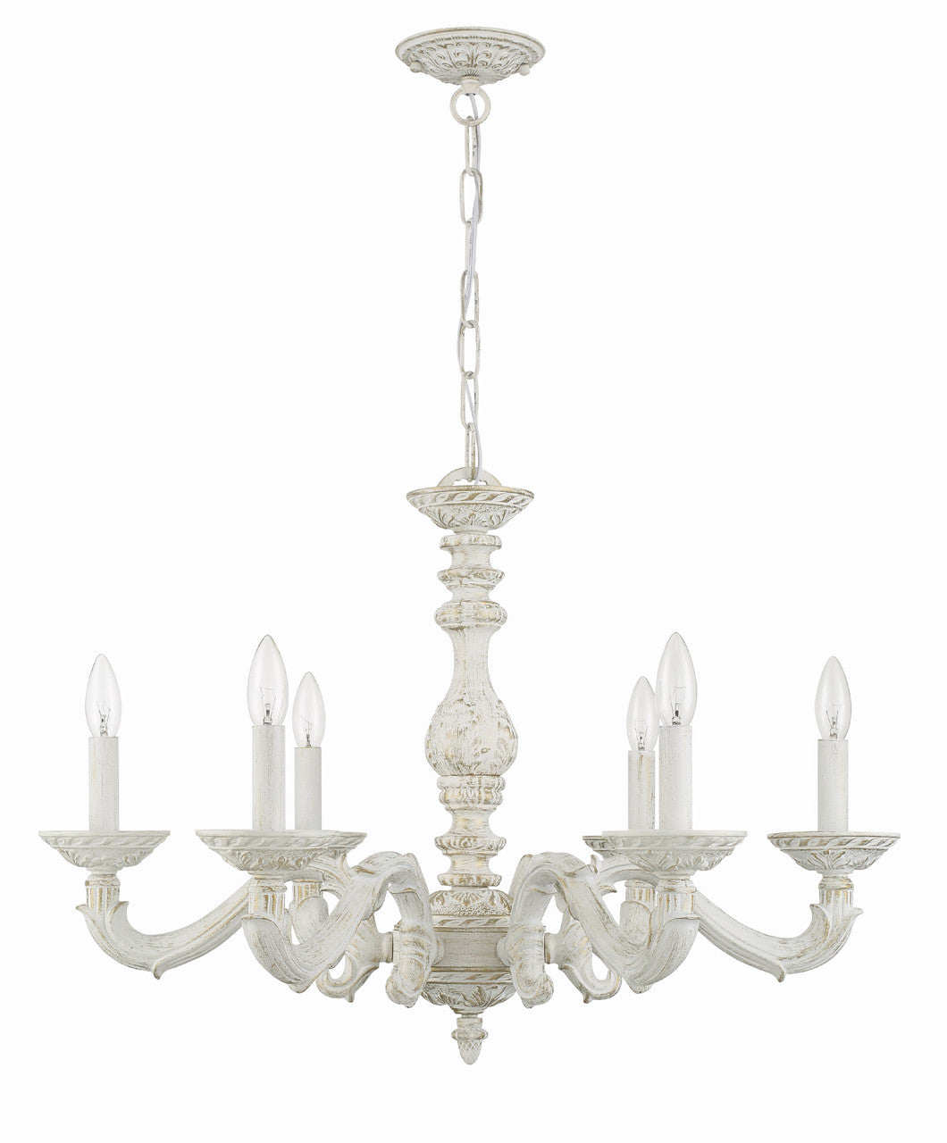 Crystorama Paris Market 6 Light Antique White Chandelier 5126-AW