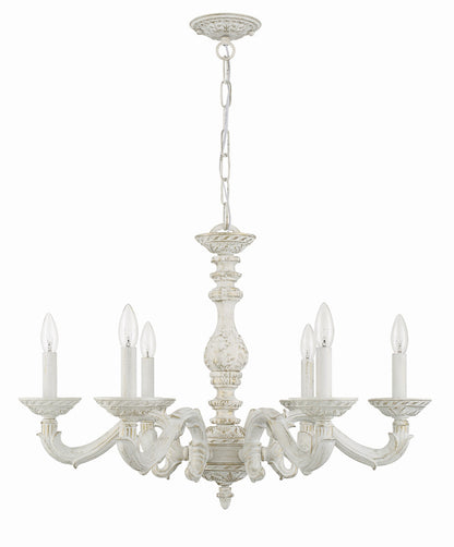 Crystorama Paris Market 6 Light Antique White Chandelier 5126-AW