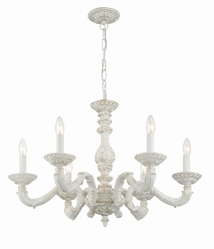 Crystorama Paris Market 6 Light Antique White Chandelier 5126-AW