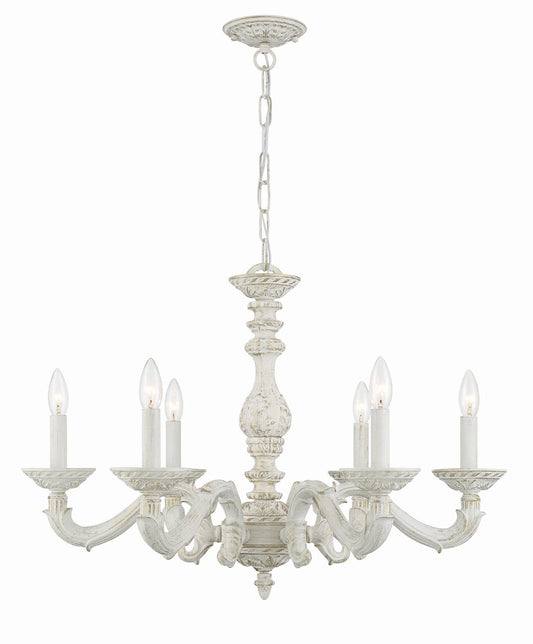 Crystorama Paris Market 6 Light Antique White Chandelier 5126-AW