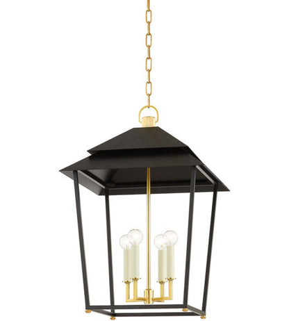 Hudson Valley Lighting Natick 4 Light Lantern in Aged Brass 5127-AGB/SBK